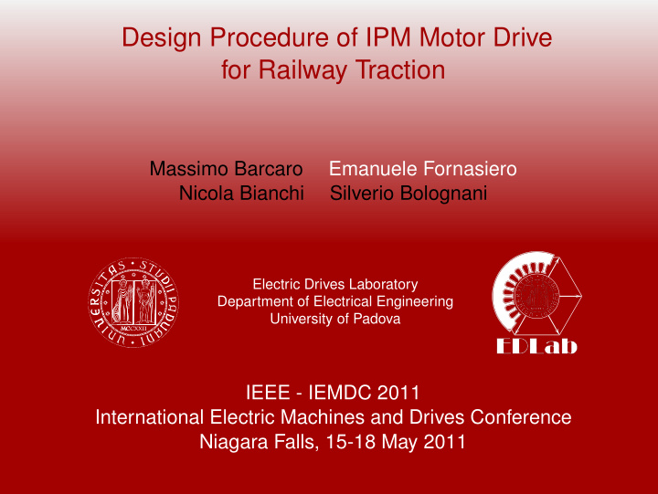 design procedure of ipm motor drive for railway traction