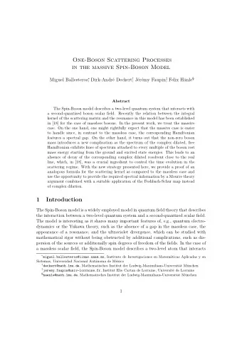 One-Boson Scattering Processes  in the massive Spin-Boson Model Miguel Ballesteros  ,