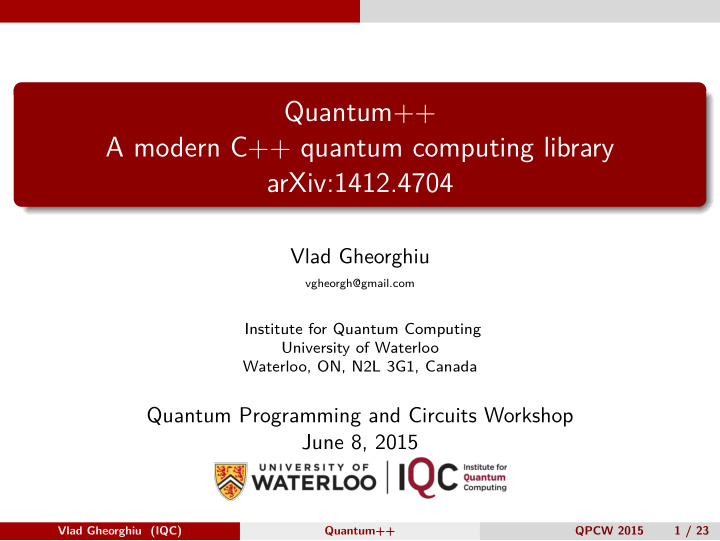quantum a modern c quantum computing library arxiv 1412