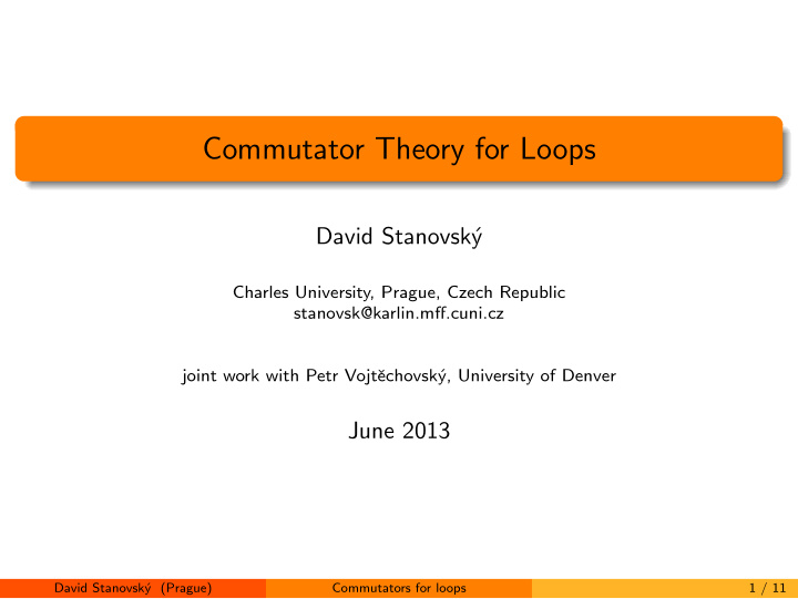 commutator theory for loops