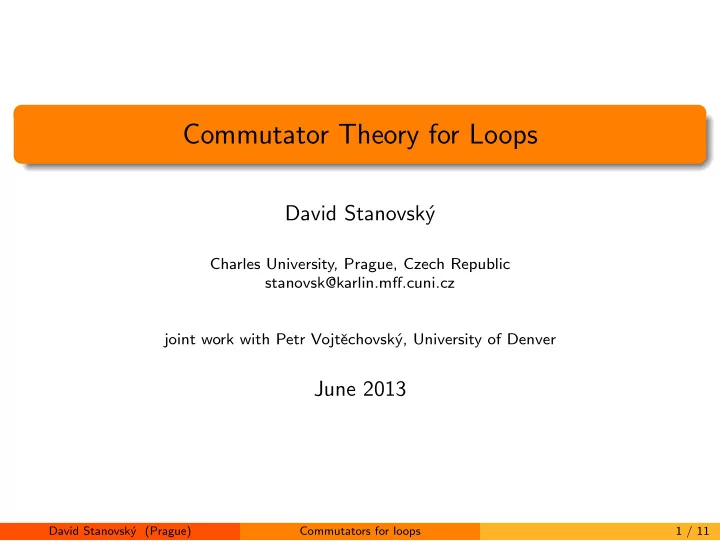 commutator theory for loops