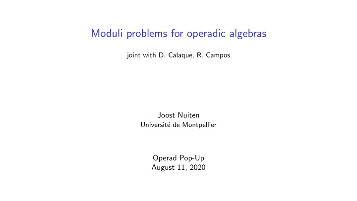 moduli problems for operadic algebras
