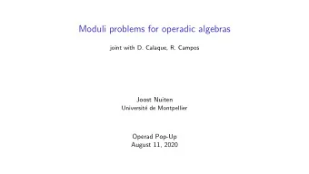 Moduli problems for operadic algebras  joint with D. Calaque, R. Campos  Joost Nuiten  Universit