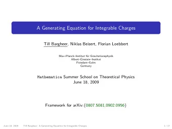 A Generating Equation for Integrable Charges  Till Bargheer, Niklas Beisert, Florian Loebbert