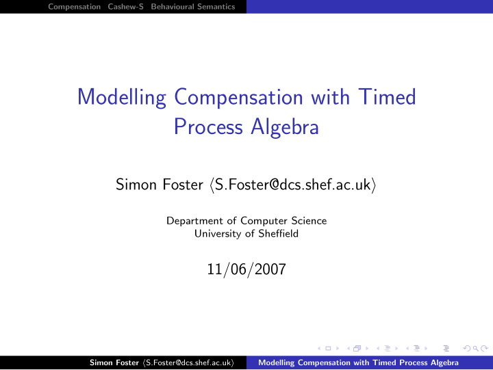 modelling compensation with timed process algebra