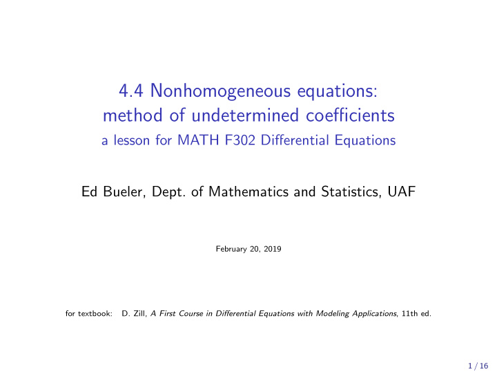 4 4 nonhomogeneous equations method of undetermined