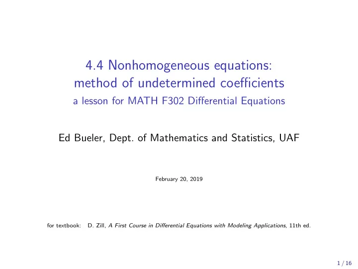 4 4 nonhomogeneous equations method of undetermined