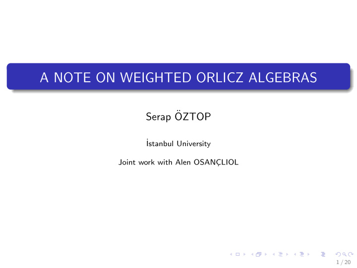 a note on weighted orlicz algebras
