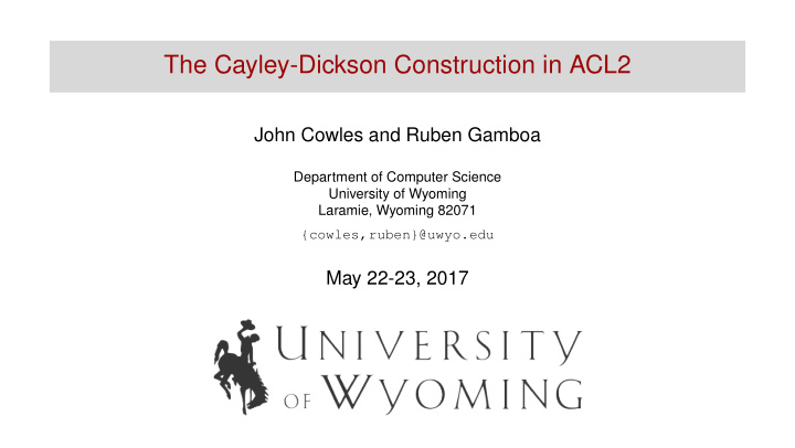 the cayley dickson construction in acl2