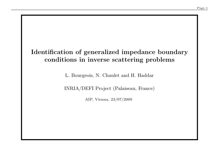 identification of generalized impedance boundary