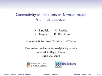 Connectivity of Julia sets of Newton maps:  A unified approach  K. Bara  nski  N. Fagella  X.