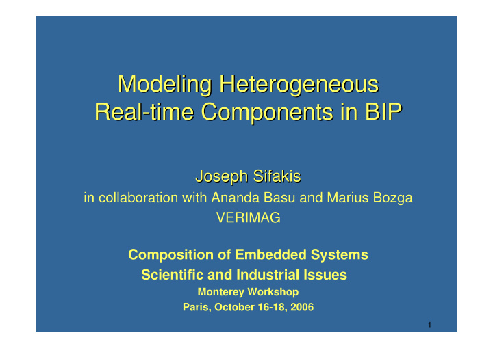 modeling heterogeneous modeling heterogeneous real time