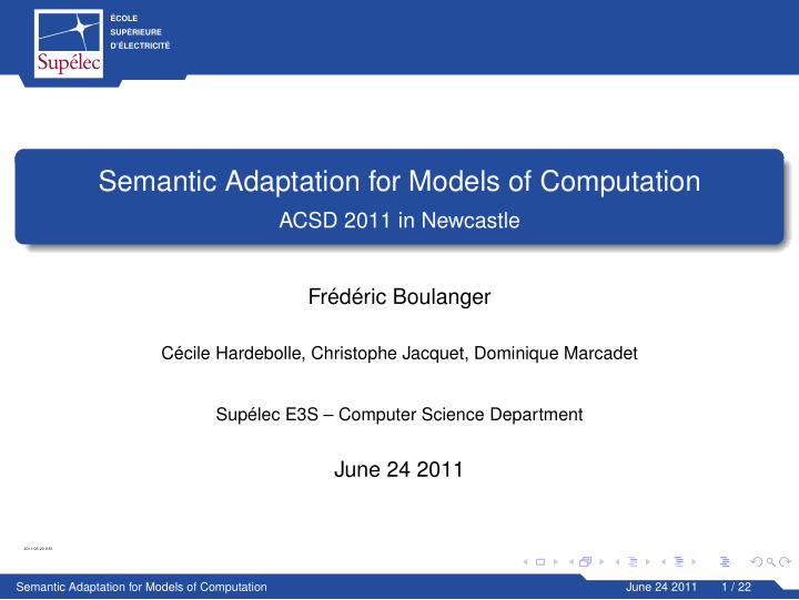 semantic adaptation for models of computation