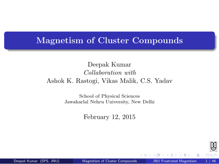 magnetism of cluster compounds