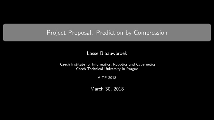 project proposal prediction by compression