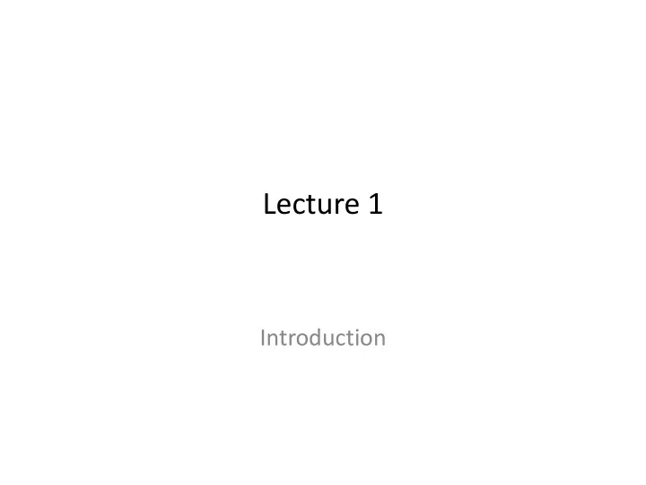 lecture 1