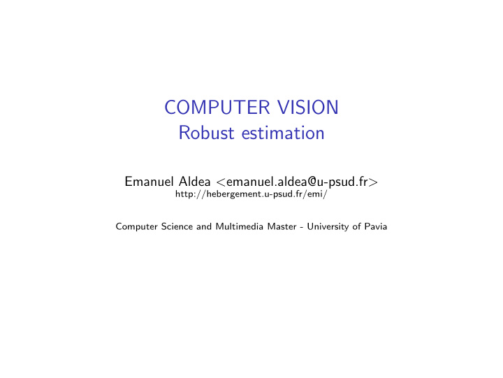 computer vision robust estimation
