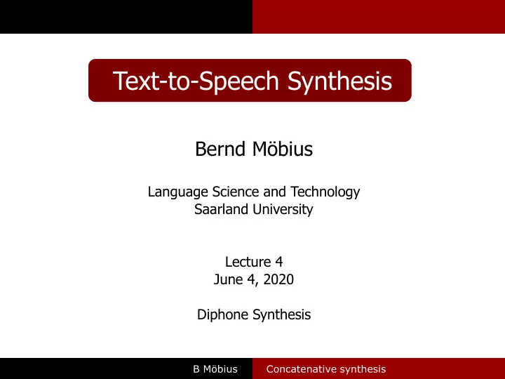 text to speech synthesis