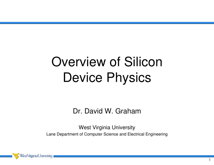 overview of silicon device physics