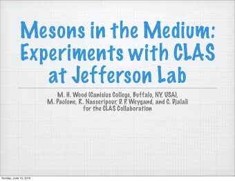 Mesons in the Medium:  Experiments with CLAS  at Jefferson Lab  M. H. Wood (Canisius College,