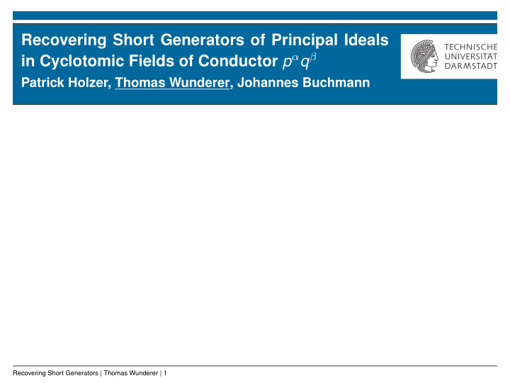 recovering short generators of principal ideals