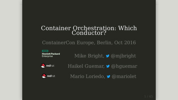 container orchestration which conductor