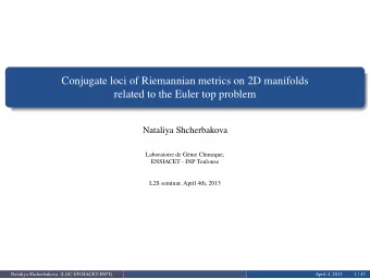 Conjugate loci of Riemannian metrics on 2D manifolds  related to the Euler top problem  Nataliya