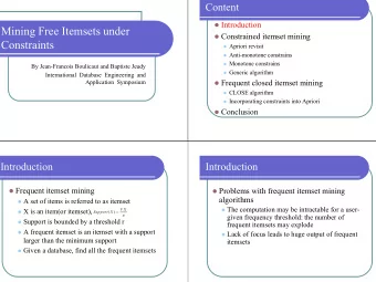 Mining Free Itemsets under  Constrained itemset mining  Constraints  Apriori revisit