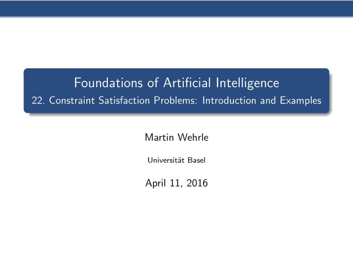 foundations of artificial intelligence