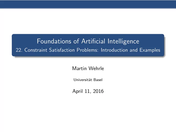 foundations of artificial intelligence