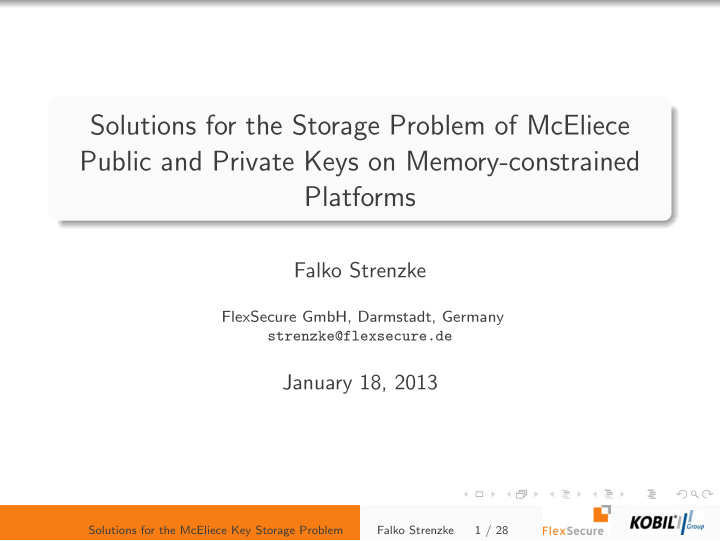 solutions for the storage problem of mceliece public and