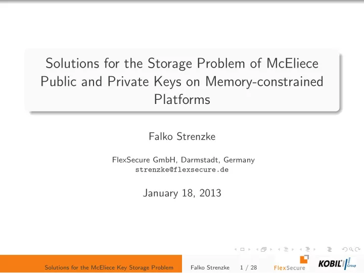 solutions for the storage problem of mceliece public and