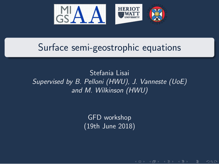 surface semi geostrophic equations