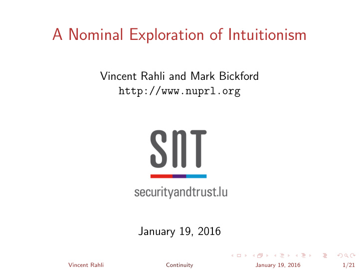 a nominal exploration of intuitionism