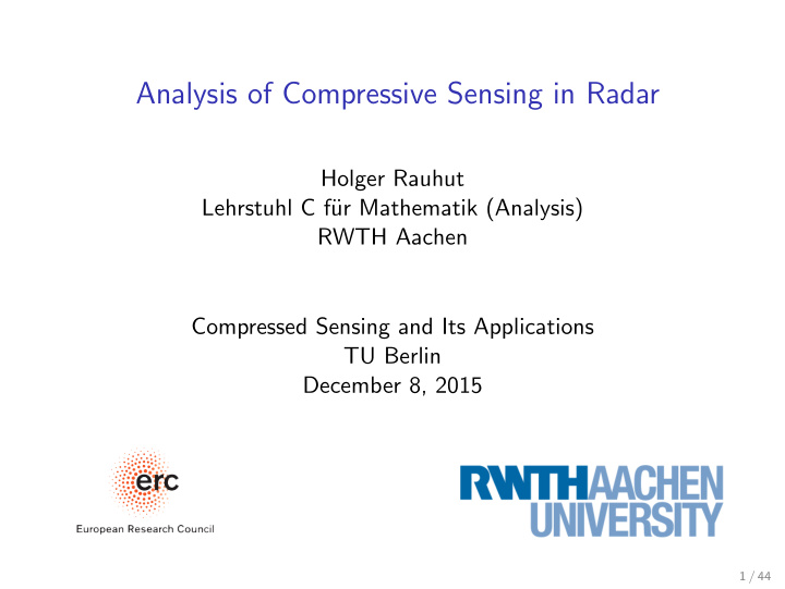 analysis of compressive sensing in radar