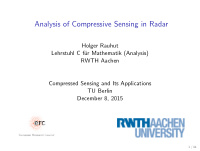 analysis of compressive sensing in radar