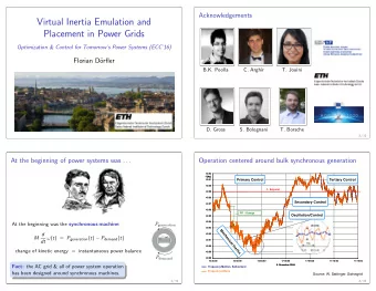 Virtual Inertia Emulation and  Placement in Power Grids  Optimization &amp; Control for