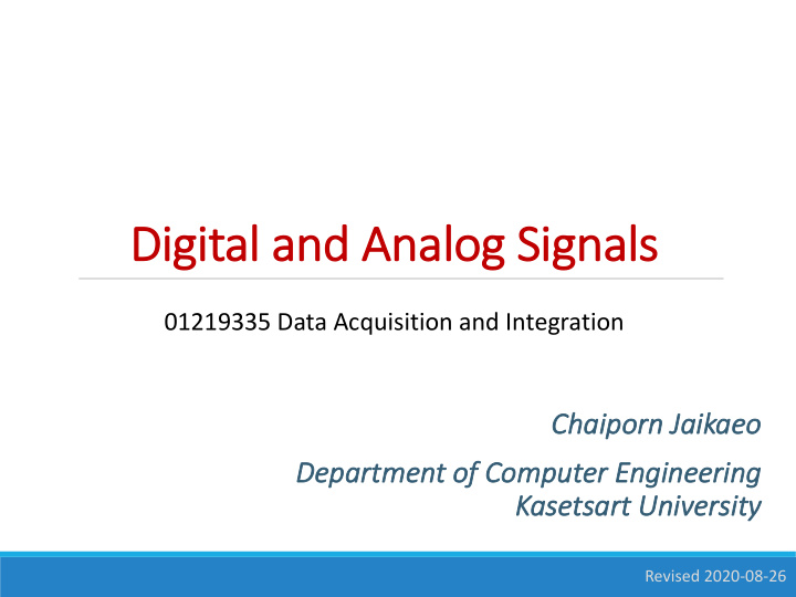 di digi gital and analog og si sign gnals