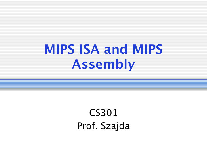 mips isa and mips assembly
