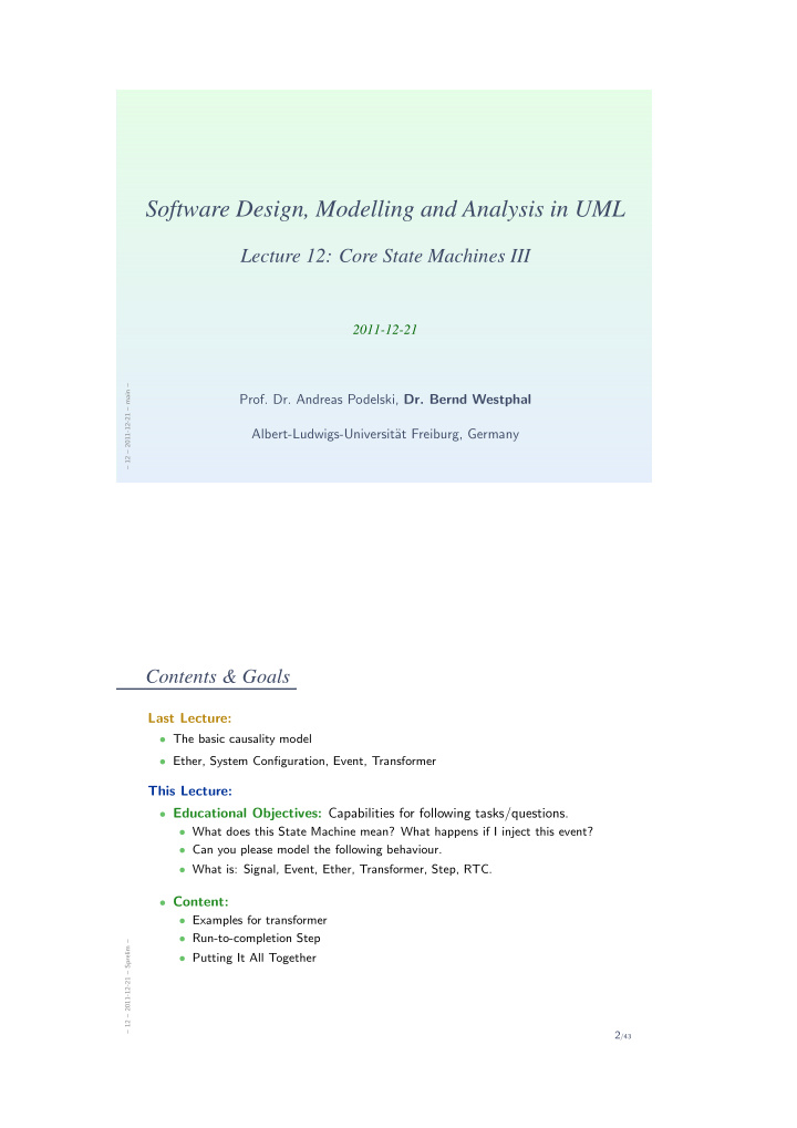 software design modelling and analysis in uml