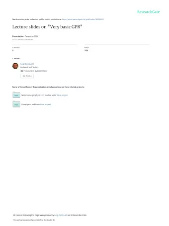 Lecture slides on &quot;Very basic GPR&quot; Presentation  December 2016  DOI: