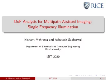 DoF Analysis for Multipath-Assisted Imaging:  Single Frequency Illumination  Nishant Mehrotra and