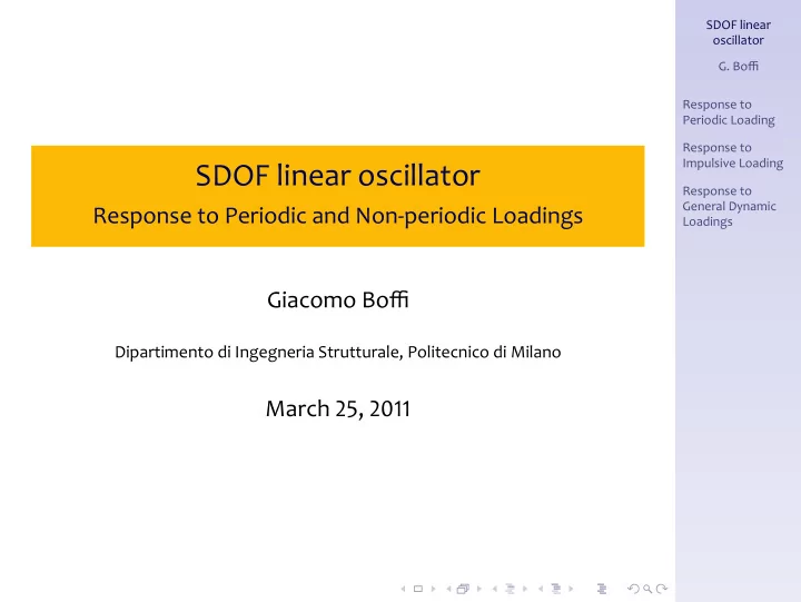 sdof linear oscillator
