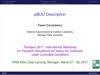 pBUU Description  Pawel Danielewicz  National Superconducting Cyclotron Laboratory  Michigan State