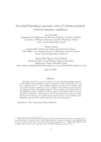 On radial Schr  odinger operators with a Coulomb potential:  General boundary conditions  Jan