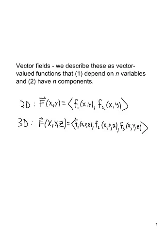 Vector fields  we describe these as vector valued functions that (1) depend on n variables and