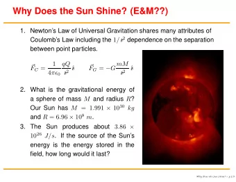 Why Does the Sun Shine? (E&amp;M??) Coulombs Law including the 1 / r 2 dependence on the