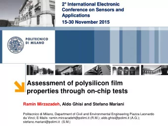properties through on-chip tests  Ramin Mirzazadeh, Aldo Ghisi and Stefano Mariani  Politecnico di