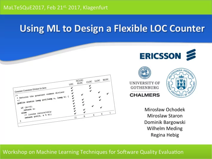 using ml to design a flexible loc counter