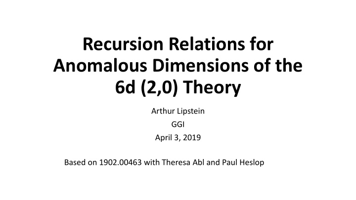 recursion relations for